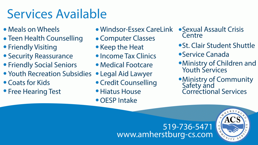 Services provided by Amherstburg Community Services
